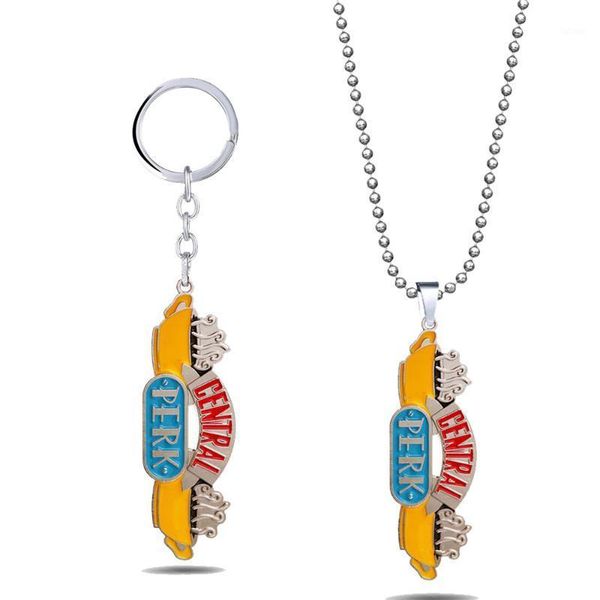 

tv show friends key chain necklaces central perk coffee pendant choker necklace chain keychain keyrings gift jewelry for mens1, Silver
