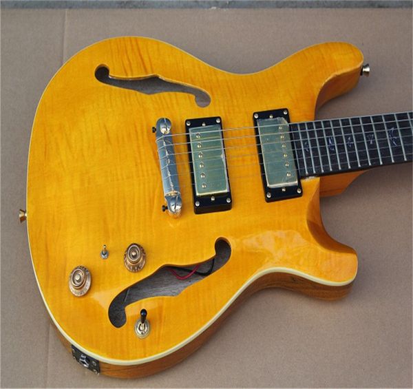 2021 Hot Sell Music Instrument Half a hollow JAZZ Private Stock Chitarra arancione