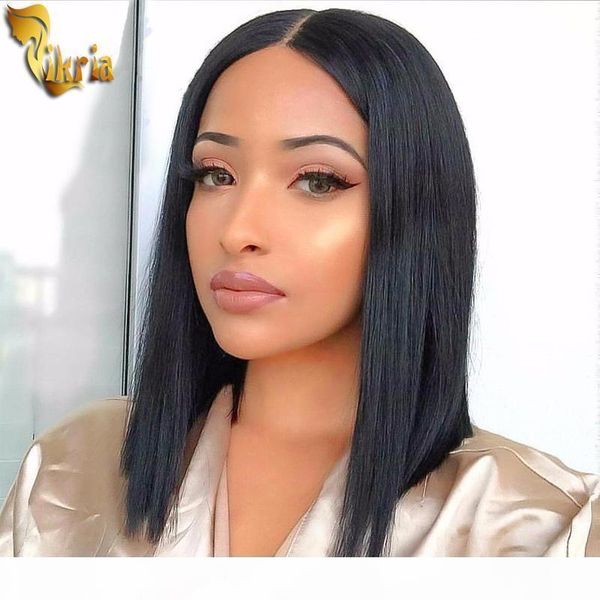 

wigs short bob 13x4 lace frontal full lace wigs brazilian straight remy hair natural color 130%~150% density with baby hair for black women, Black;brown