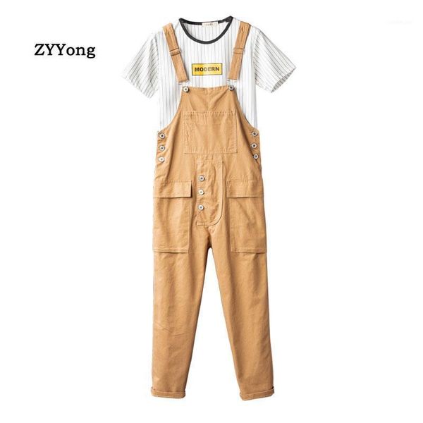 

jumpsuit men overalls bib cargo pants men japanese straight loose cotton hip hop streetwear fashion freight khaki trousers1, Black