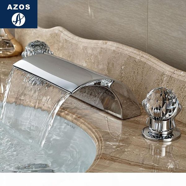 

wholesale split faucetwaterfall waterfall brass chrome cold and switch balcony bathing shower room double handle three holes rou