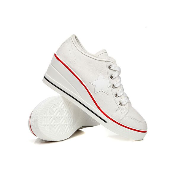 

women wedge sneakers women's high-heeled casual shoes women's platform canvas shoes for height high plain women's shoes;. sp, Black