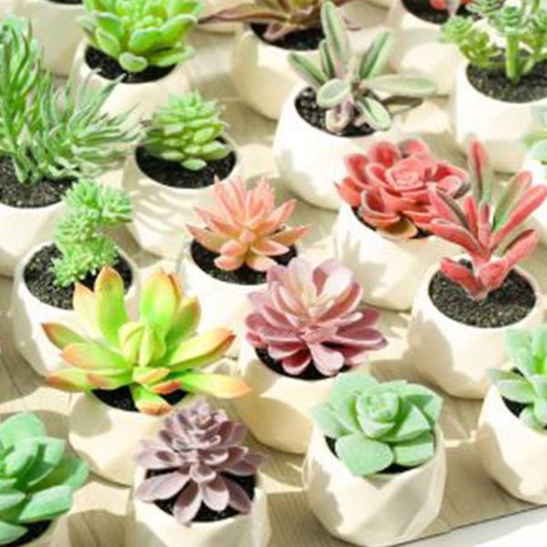 

1pieces creative ornaments simulation succulents mini bonsai potted green artificial plants in pot placed home table decoration1