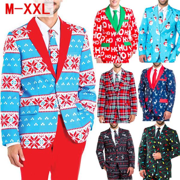 

christmas dress plaid printed british casual men's suit coat new su1915, White;black