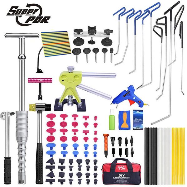 

professional hand tool sets pdr hook tools push rods dent removal paintless repair lifter puller glue gun hammer car body kit