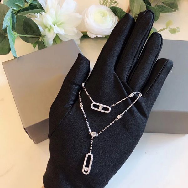 

brand pure 925 sterling silver jewelry for women beach necklace slide stone drop pendants move stone design summer neckalce