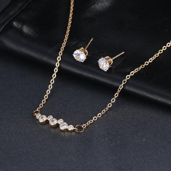 

emmaya wholesale jewelry sets cz cubic zirconia necklace/stud earring set fashion cute gifts emmaya wholesale wmtnco, Silver