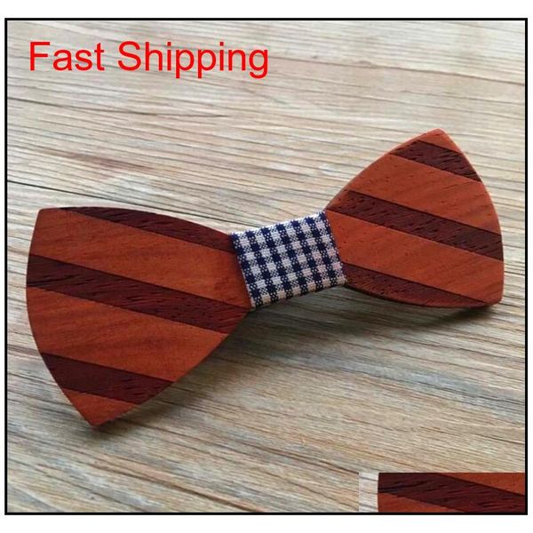 

2018 new fashion vintage wooden bowties unique handcrafted wood wedding bowknot stripes classic qylkcb nana_shop, Black;gray