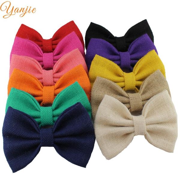 

hair accessories 11pcs/lot 7'' big knot linen bows for girls and kids 2021 diy solid headband headwear, Slivery;white