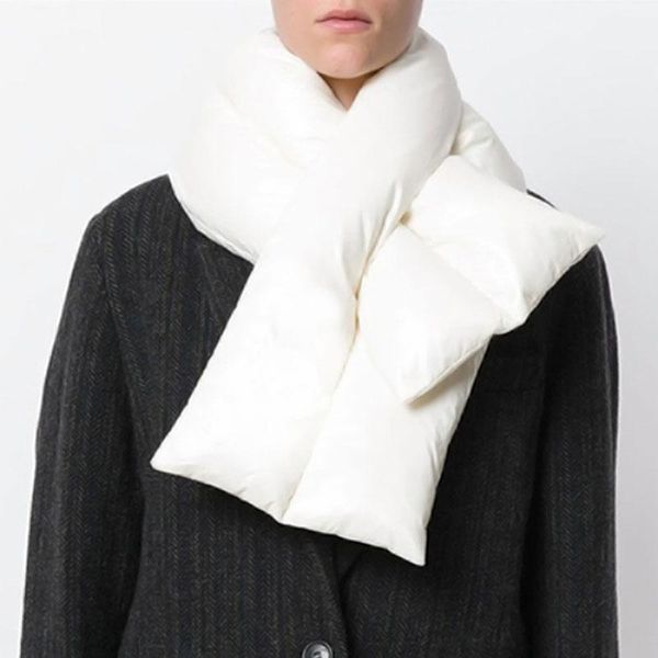 

scarves 2021 design brand winter black sliver down scarf collar neck solid color warmer stuff metallic soft warm for women, Blue;gray