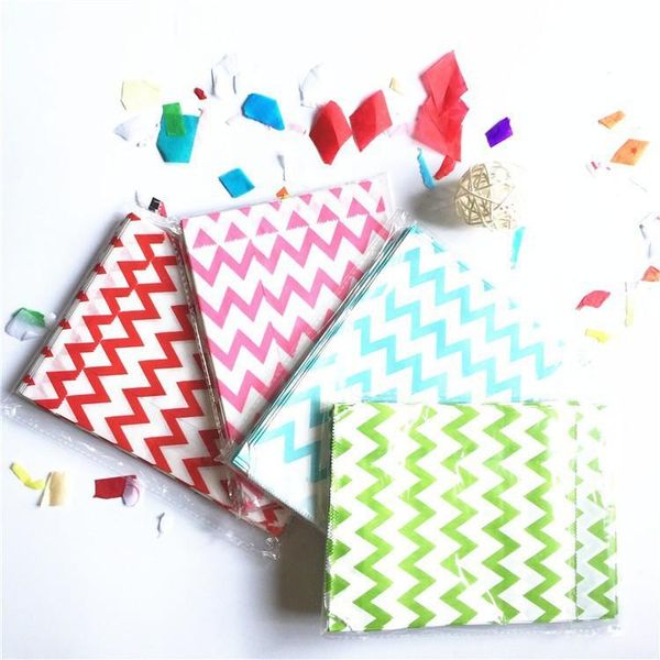 

gift wrap 4 colours 50pc/lot wave pattern wedding party decoration crafts bag candy snack cookie paper