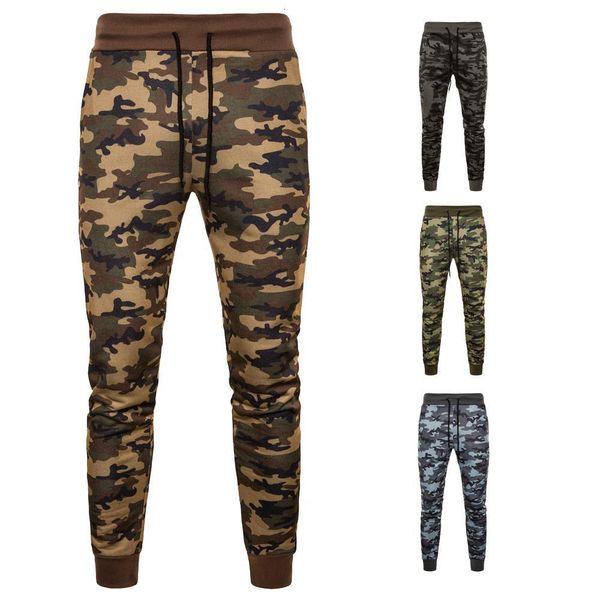 

длинные повседневные штаны мужчины slim fit cousssuit спорт камуфляж мужской тренажерный зал хлопок худостные жулки пот повседневные брюки б, Black
