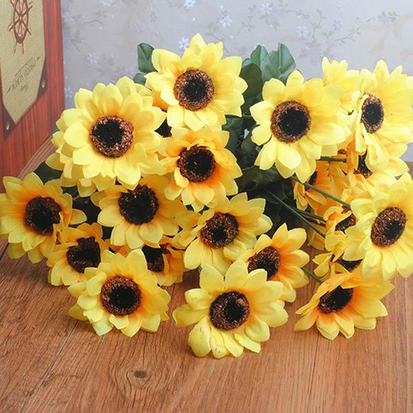 

decorative flowers & wreaths sunflower simulation bouquet artificial flower home decoration fake wedding diy bridal