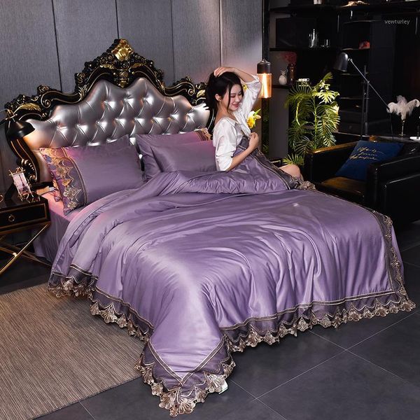 

bedding sets washed silk cotton four-piece suit simple set quilt1