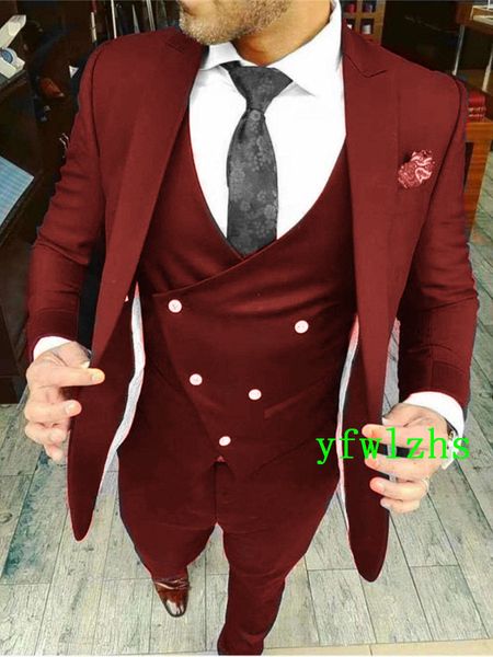 

handsome one button groomsmen peak lapel groom tuxedos men suits wedding/prom/dinner man blazer(jacket+pants+tie+vest) w757, Black;gray