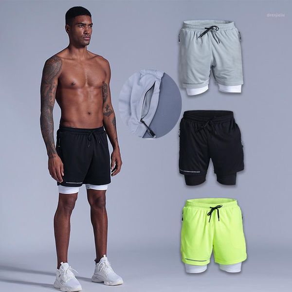 

hight quality men running shorts fake-two short pant jogging fitness trainingshorts quick dry gym shorts zip pockets b29d1, Black;blue