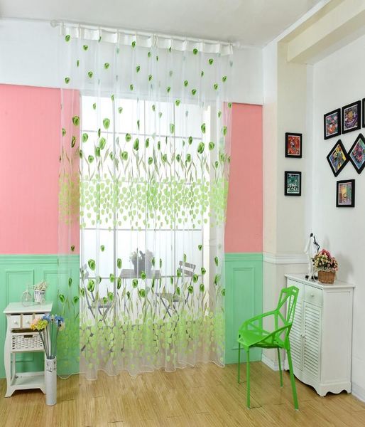 

3 цвет тюльпан печатная занавес цветочный узор пастырские вуальные шторы для гостиной главная кафе украшение 100 * 200см занавес bbyapn