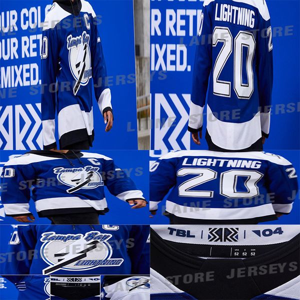 

2020-21 reverse retro tampa bay lightning jersey 91 steven stamkos 86 nikita kucherov 77 victor hedman 21 brayden point hockey jerseys, Black;red
