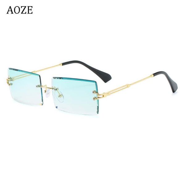 

sunglasses 2021aoze small rectangle fashion women rimless square sun glasses for summer style oculos feminino uv400, White;black