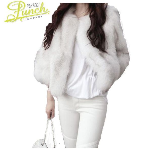

women's fur & faux winter stylish women autumn coats female short slim coat o-neck fluffy overcoat casaco feminino st018, Black