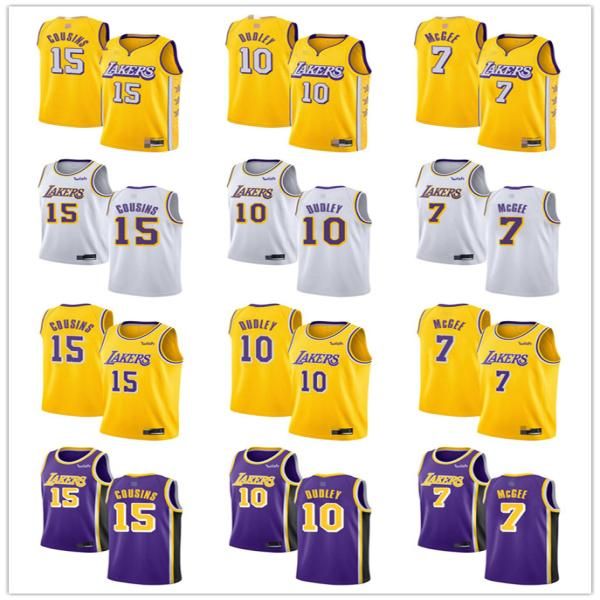 

mens womens youth los angeles lakers 15 demarcus cousins 10 jared dudley 7 javale mcgee yellow custom basketball jerseys, Black;red