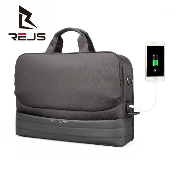

rejs langt business men briefcase usb charging 15.6 inch lapbag male notebook handbag anti-theft crossbody bags kingsons sac1