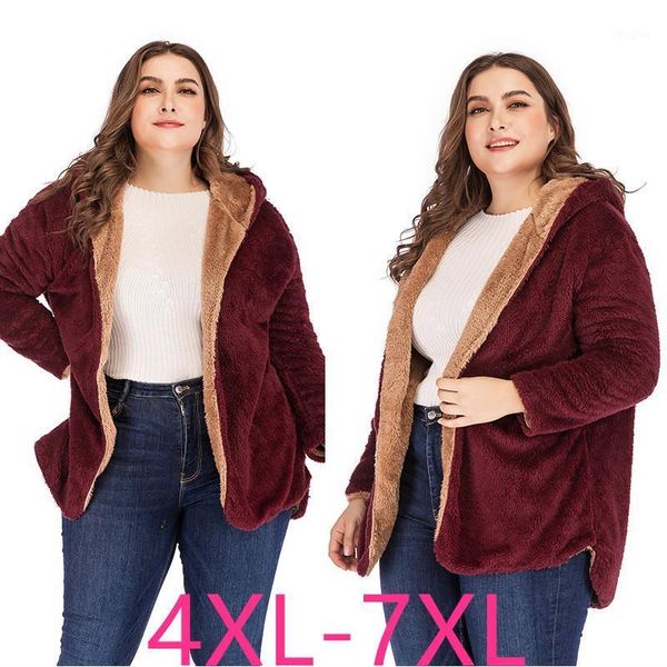

autumn winter plus size jacket for women large casual loose wool long sleeve thick velvet short coats wine red 4xl 5xl 6xl 7xl1, Black;brown