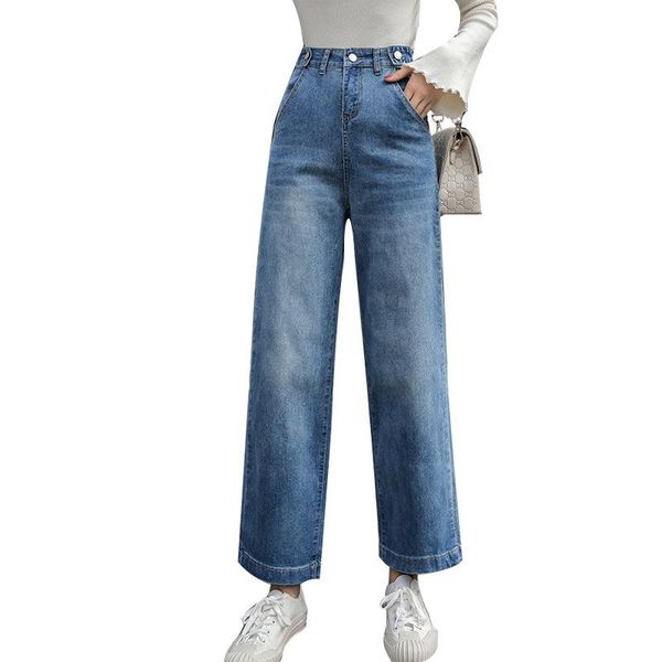 

women's jeans 2021 autumn high waist loose wide leg, Blue