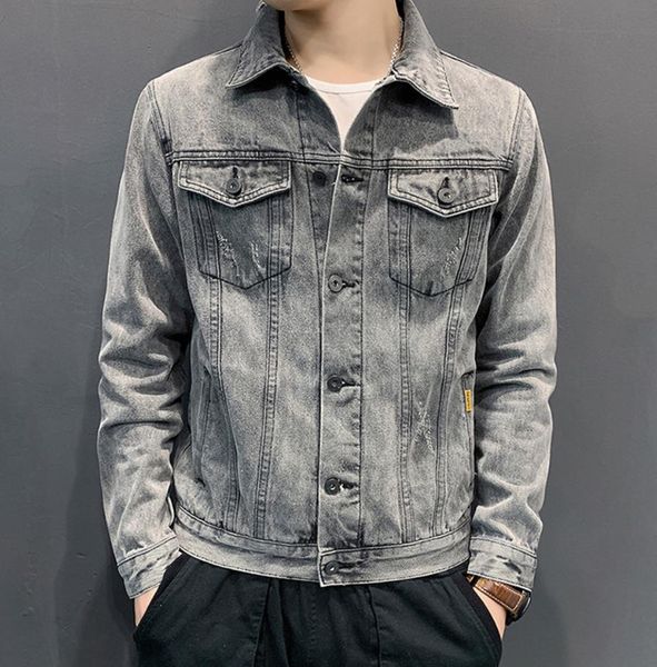 

2021 spring and autumn slim-fitting denim style coat mens denim jackets luxe mans jacket stylist outwear clothes quality, Black;brown