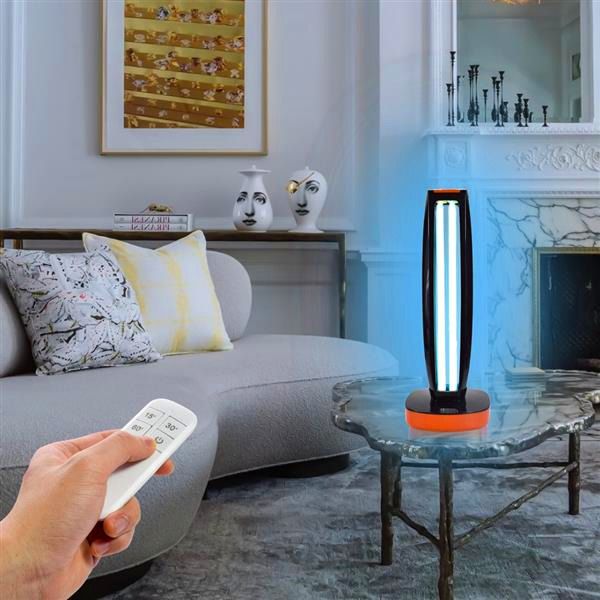 

New Design 38W 110V Wireless Remote Control Ultraviolet Sterilization Lamp Blue Light Power Cord 1.5 Meters Long Black Indoor Lighting Lamp