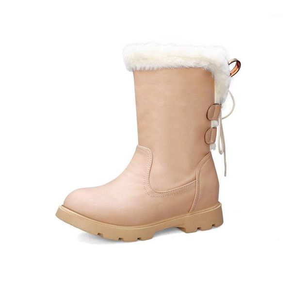 

big size simple fashion lace up plush short boots simple and fashionable fluffy short boots1, Black