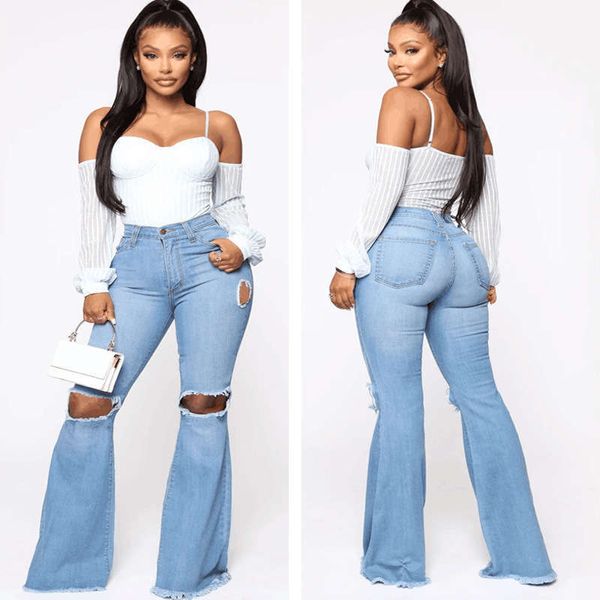 

women's flared pants, Blue