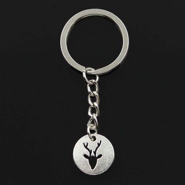 

fashion 30mm key ring metal key chain keychain jewelry antique bronze silver color plated deer head 18x18mm pendant