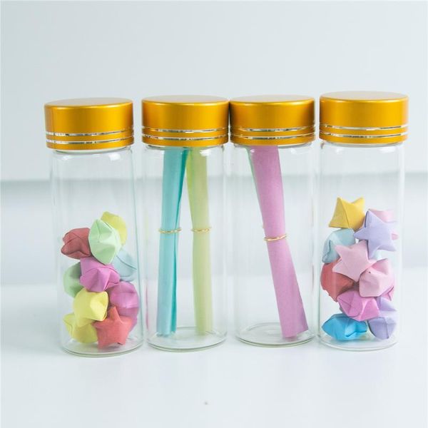 

30*80mm 12pcs 40ml glass bottles aluminium screw golden cap empty transparent clear liquid gift container wishing bot jllkjz