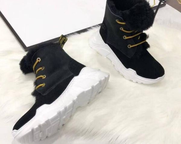 

новые дизайнерские дамы мартин сапоги мягкие меховые зимние снежные ботинки классические водонепроницаемые овчины резиновые высокие эластичн, Black