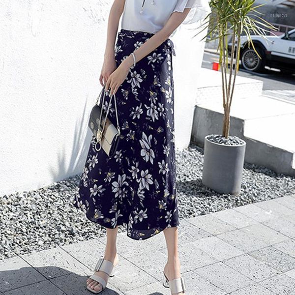 

boho women flower long skirt summer beach sunny female skirts floral chiffon tutu skirt1, Black