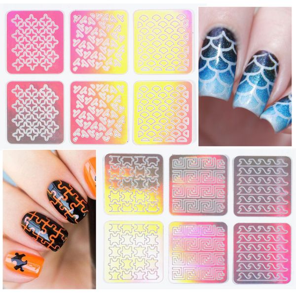 

nail decoration template hollow out nail sticker laser stencil nail spray painting stickers( 12 pcs ), Black