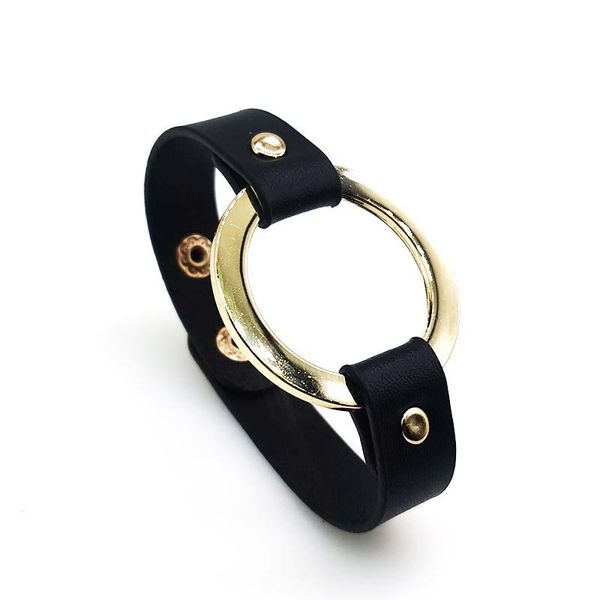

tennis metal gold round leather bracelets for woman fashion wide wrap charm bracelet & bangle female 2021 jewelry, Golden;silver