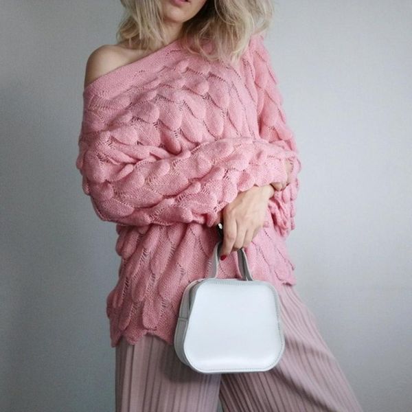 

autumn thin t-shirt feather off shoulder sweater for women, White;black