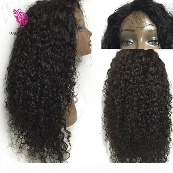 

7a монгольский странный кудрявый парик девственницы человеческих волос извращенных волос вьющиеся вьющиеся вьющиеся полные кружевные парик б, Black