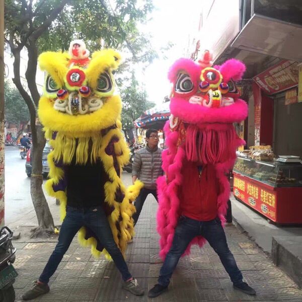 

mascot costumes premium wool lion dance costume lion dancing clothing southern double lion dance outfit carnival halloween xmas ad clo, Red;yellow