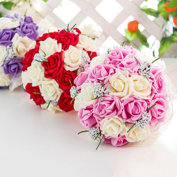 

bride flowers roses decoration holding bouquet valentine's mother's day gift wedding souvenir