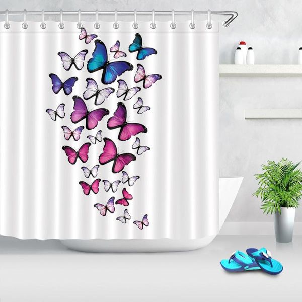 

shower curtains colorful butterfly pattern waterproof home bathroom decoration fabrics bathtub bath curtain with 12 hooks