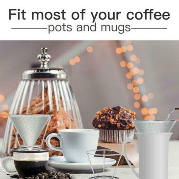 

dripper coffee funnel stainless steel pour over mesh strainer durable practical