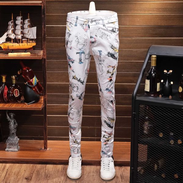 

2020 white male leisurely long-time brem-tide of thin men straight stretched brem nightclub designer pants 4e0e, Blue