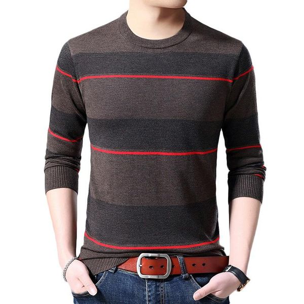 

o-neck stripe autumn winter men's wool sweater slim sweater thermal knitwear business casual cashmere 1934, White;black