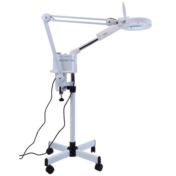 

oversea 3 in 1 uv ozone face steamer cold light led 5x magnifier floor lamp facial makeup lamp beauty spa salon tool