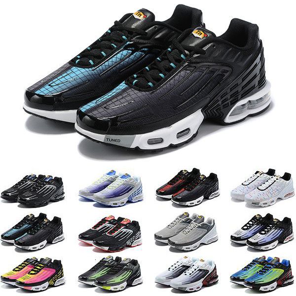 

tn plus 3 iii running shoes tn 3 chaussures triple white black hyper blue green sunset mens trainers sports sneakers, White;red