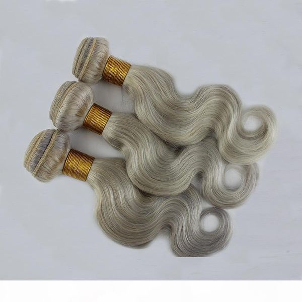 

light gray human hair bundles body wave peruvian malaysian indian 100% virgin human hair wefts 10-18inch, Black