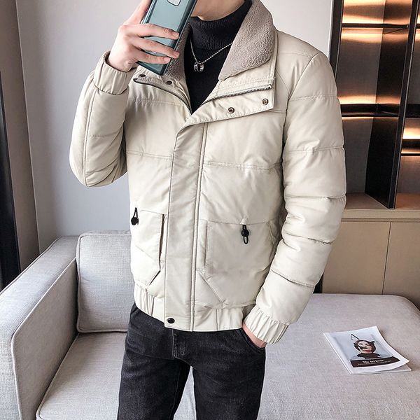 

new pu leather coat winter 2020 male han edition new handsome fried street tooling loose soil down jacket coat q1209, Black
